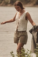 AGOLDE Rhoda High-Rise Pleated A-Line Denim Shorts