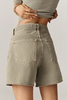 AGOLDE Rhoda High-Rise Pleated A-Line Denim Shorts