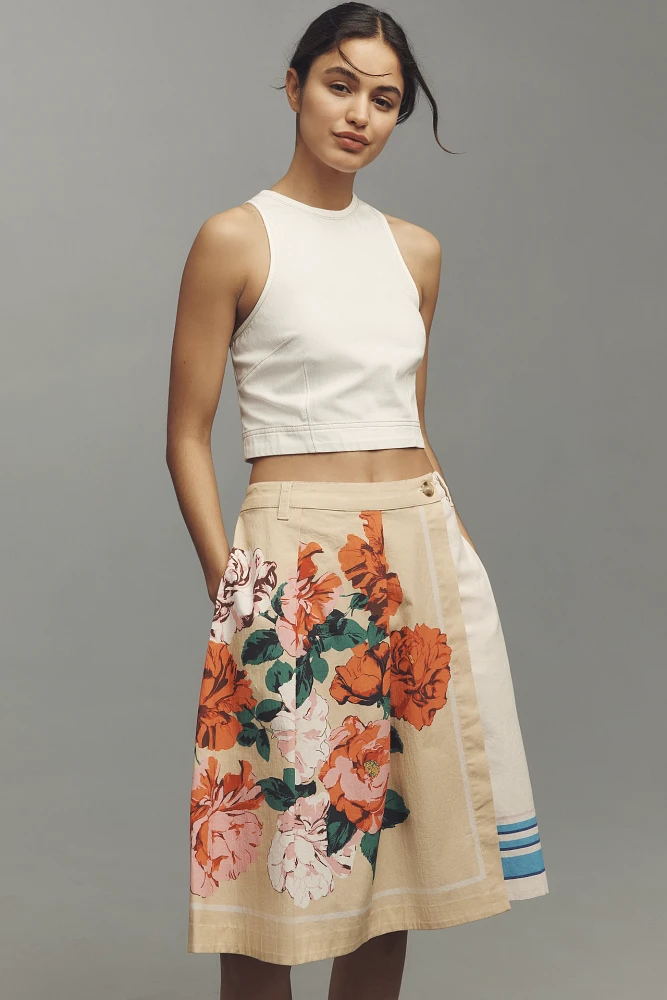 Maeve Tea Towel Wrap Bermuda Shorts