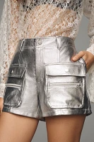 By Anthropologie Metallic Faux-Leather Shorts