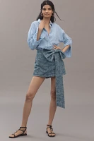 Avec Les Filles Oversized Bow Jacquard Denim Skort