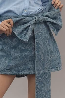 Avec Les Filles Oversized Bow Jacquard Denim Skort