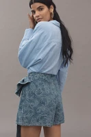 Avec Les Filles Oversized Bow Jacquard Denim Skort