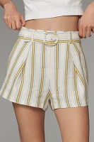 Maeve Linen Striped Belted Shorts