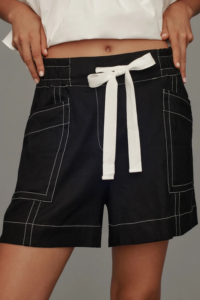 Maeve La Ponche Linen Pull-On Shorts