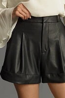 Maeve Faux Leather Cuffed Shorts