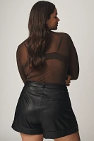 Maeve Faux Leather Cuffed Shorts