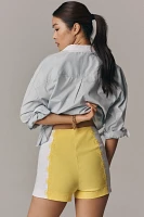 Maeve Surf City Linen Blend Embellished Shorts