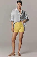 Maeve Surf City Linen Blend Embellished Shorts