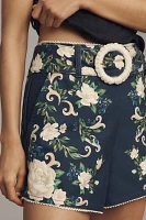 Farm Rio Floral Tapestry Belted Shorts