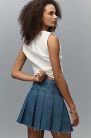 Pilcro Slant-Pleated Denim Skort