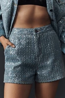 Flat White Sequin Houndstooth Shorts