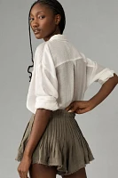 By Anthropologie Pleated Linen Skirty Shorts