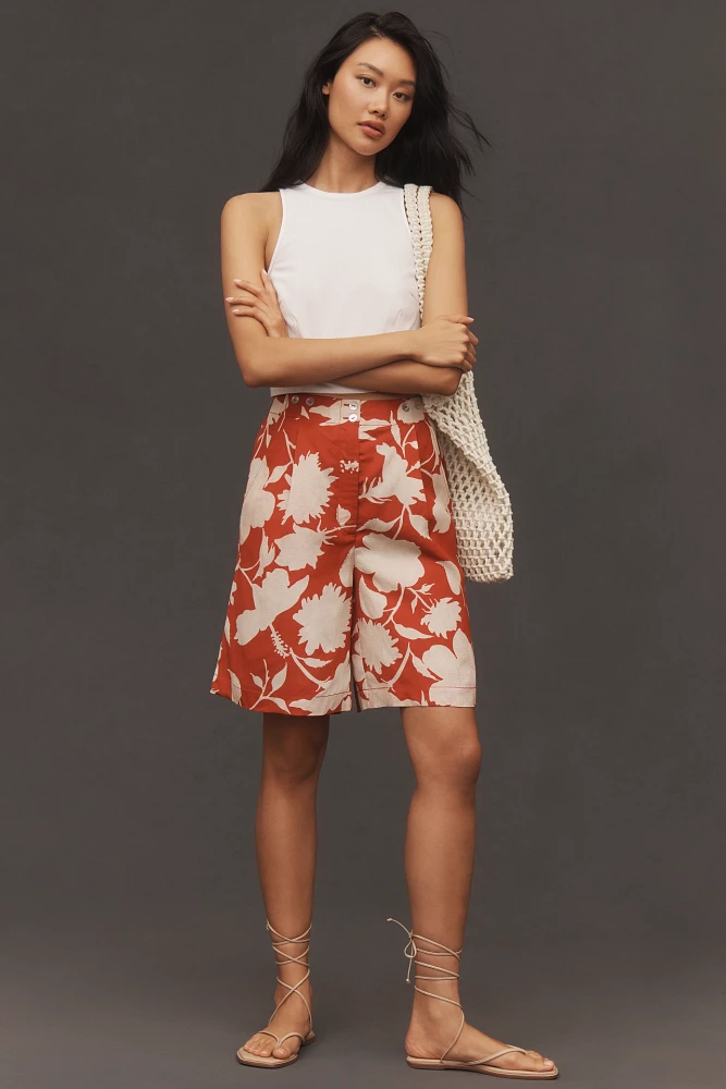Plenty by Tracy Reese Linen Blend Printed Walking Shorts