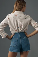 Hudson Harlow High-Rise Frayed Darted Denim Shorts