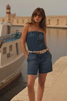 Pilcro Strapless Denim Romper