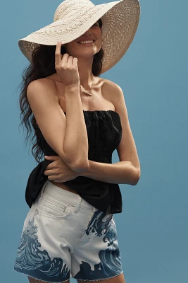 The Devon Denim Shorts by Pilcro: Wave Print Edition