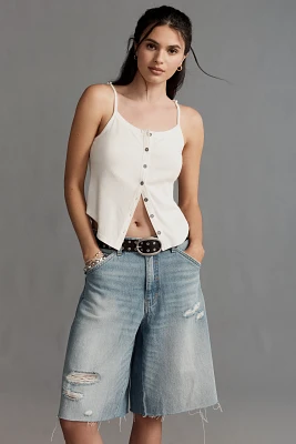 Pilcro Elastic-Back Denim Bermuda Shorts
