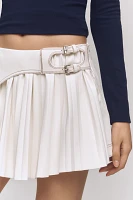 By Anthropologie Pleated Faux-Leather Skort