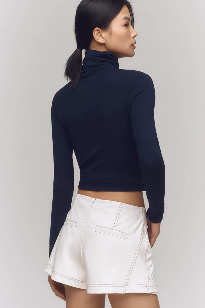 By Anthropologie Pleated Faux-Leather Skort