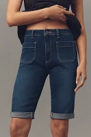 Pilcro Mid-Rise Patch Pocket Denim Bermuda Shorts
