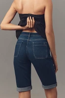 Pilcro Mid-Rise Patch Pocket Denim Bermuda Shorts