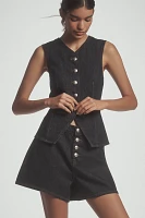 7 For All Mankind Kori High-Rise Button-Front Denim Shorts