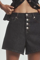 7 For All Mankind Kori High-Rise Button-Front Denim Shorts