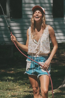 Pilcro Patchwork Pocket Denim Shorts