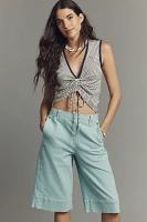 Maeve Tea Towel Denim Bermuda Shorts