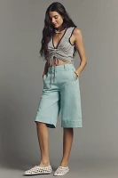 Maeve Tea Towel Denim Bermuda Shorts