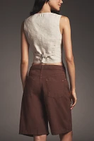 Pilcro Linen Blend Drawstring Bermuda Shorts