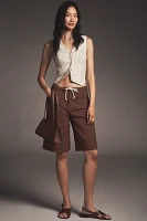 Pilcro Linen Blend Drawstring Bermuda Shorts