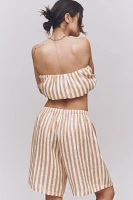 Maeve Linen Striped Bermuda Shorts