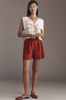 Theory Linen Blend Pleated Shorts