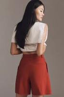 Theory Linen Blend Pleated Shorts