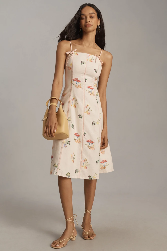 Corey Lynn Calter Sleeveless Seamed Linen Midi Dress