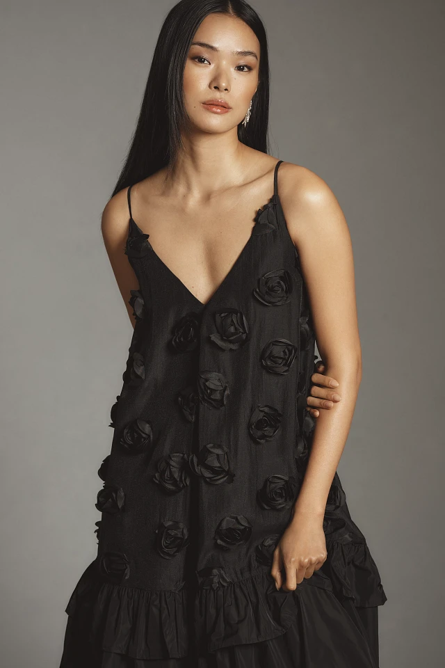 Corey Lynn Calter V-Neck Rosette Midi Dress | The Summit