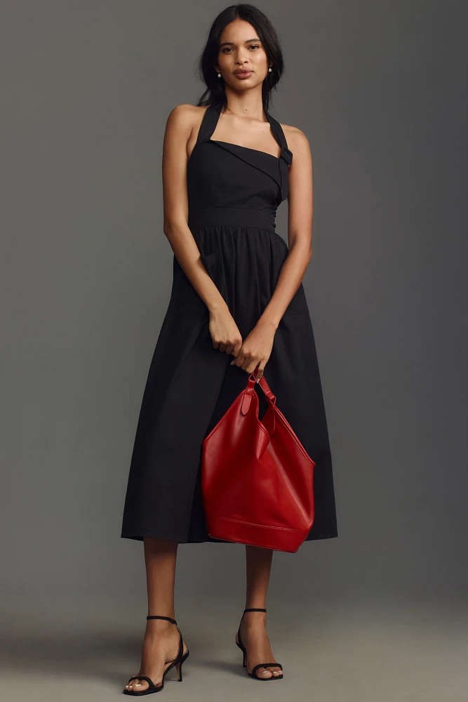 Porridge Halter Utility Midi Dress