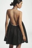 Jasmine Elaine Pleated Halter Mini Dress