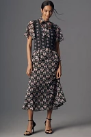 Anna Sui Mixed-Print Tie-Neck Dress