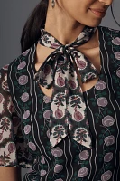 Anna Sui Mixed-Print Tie-Neck Dress