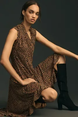By Anthropologie Asymmetrical Knit Slim Midi Dress