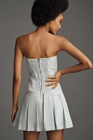 Bishop + Young Positano Strapless Linen Pleated Mini Dress