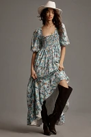 By Anthropologie Short-Sleeve Smocked Babydoll Midi Dress