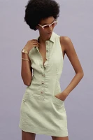 Maeve Linen Collared Button-Front Mini Dress