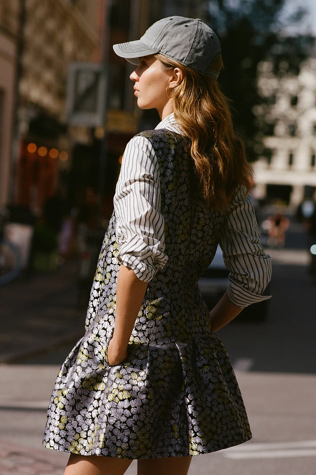 By Anthropologie Long-Sleeve Collared Twofer Flounce Mini Dress | The Summit