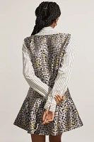 By Anthropologie Long-Sleeve Collared Twofer Flounce Mini Dress