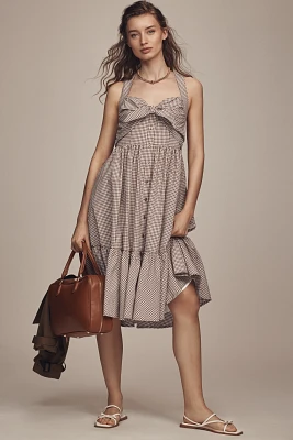 Maeve Halter Bow-Front Midi Dress