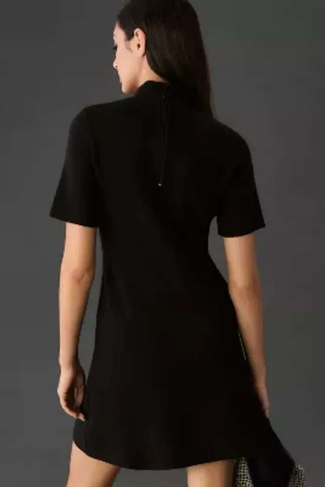 By Anthropologie Short-Sleeve Mock-Neck Mod Mini Dress